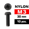 TORNILLO NYLON 3X30MM 10 UNIDADES CABEZA REDONDA ESTRELLA