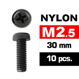 TORNILLO NYLON 2.5X30MM 10 UNIDADES CABEZA REDONDA ESTRELLA