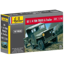 JEEP WILLYS y REMOLQUE -Escala 1/35- Heller 81105