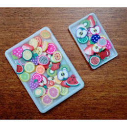 BANDEJAS RECTANGULARES (2) CON ENSALADA DE FRUTAS - HOBBY DOLLSHOUSE ACCESORIES 535B