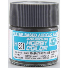 PINTURA AQUEOUS DARK SEA GREY  BS381C / 638 SATINADO (10 ml) - Mr Color / Gunze Sangyo H-331