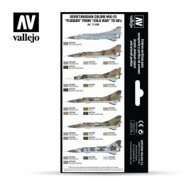 MODEL AIR SET: SOVIET-RUSSIAN AF MIG-23 FLOGGER COLORS 8 BOTES 17ML - ACRILICOS VALLEJO 71606