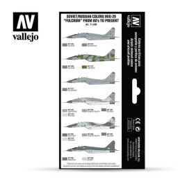 MODEL AIR SET: SOVIET-RUSSIAN AF MIG-29 FULCRUM COLORS 8 BOTES 17ML - ACRILICOS VALLEJO 71605