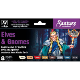 SET MODEL COLOR ELFOS Y GNOMOS - FANTASY COLOR SERIES VALLEJO 70242 GIRALDEZ