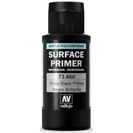 SURFACE PRIMER: NEGRO BRILLANTE 60 ml - Acrylicos Vallejo 73660