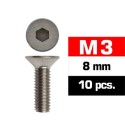 TORNILLO CABEZA AVELLANADA ALLEN M3 x 8 mm 10 unidades