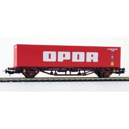 VAGON PORTACONTENEDOR & CONTENEDOR OPDR RENFE Epoca V -Escala 1/87 - h0- Piko 97017