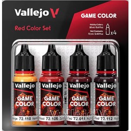 SET PINTURA ACRILICA ROJOS GAME COLOR 4 x 18 ml - Acrilicos Vallejo 72377