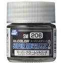 PINTURA ACRILICA SUPER METALLIC 2 -Super Chrome Silver 10 ml - Mr. Hobby SM206