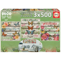 PUZZLE 3 X 500 Pzas COUNTRY GARDEN DECO - Educa 17965