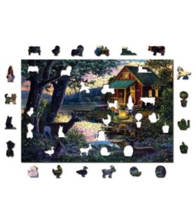 Puzle de 500 piezas: Tarde en la casa del lago WOODEN JIGSAW PUZZLE 0606