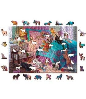 Puzle de 500 piezas: Cachorros traviesos WOODEN JIGSAW PUZZLE 1356