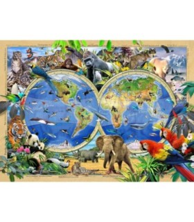 Puzle de 500 piezas: Mapa del reino animal WOODEN JIGSAW PUZZLE 0786M