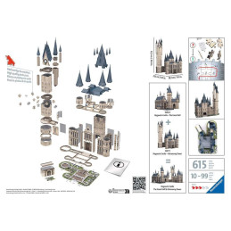 PUZZLE 3D 615 pzas. HARRY POTTER: CASTILLO DE HOGWARTS - TORRE DE ASTRONOMIA - RAVENSBURGER 11277